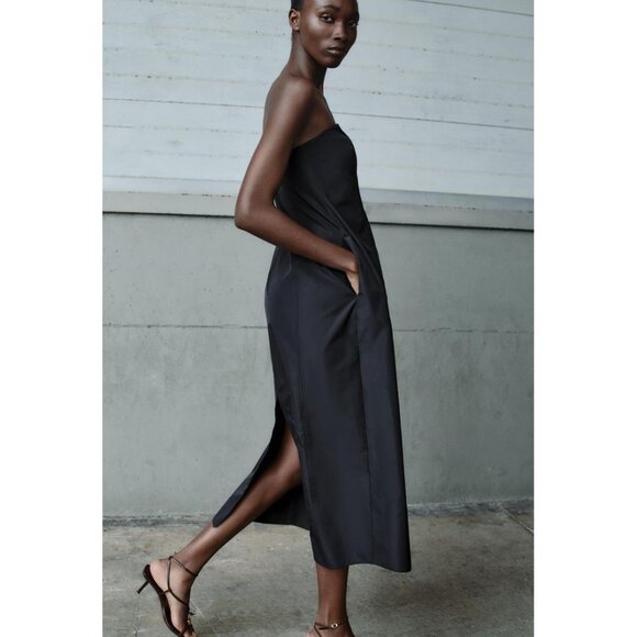 ZARA Strapless Black Dress Size S NWT - Picture 1 of 6